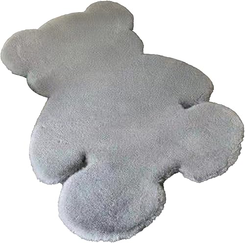 Miniatura 2 de Alfombra de área en forma de oso, alfombra suave y lanuda para dormitorio de los niños, bonita alfombra de piel sintética suave y esponjosa, bonita