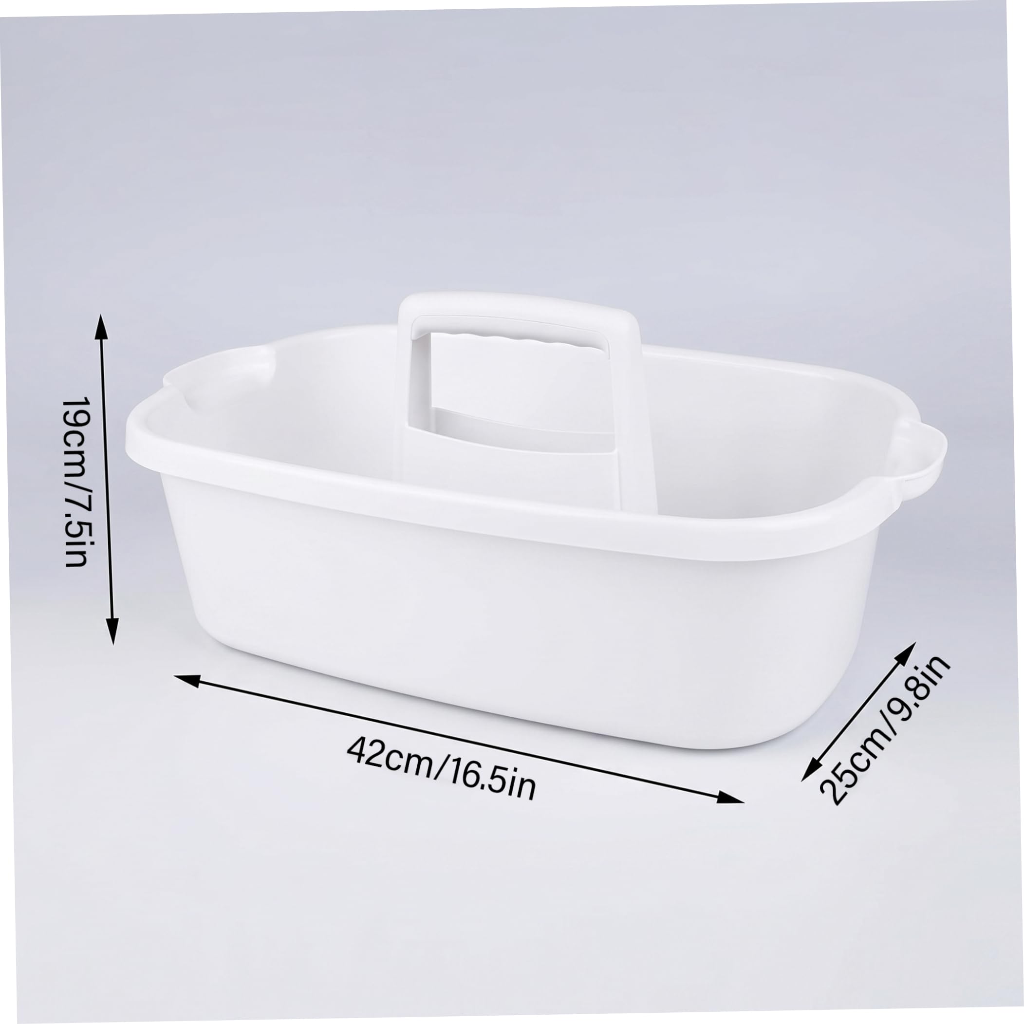 Organizer per la pulizia con manico, contenitore per doccia portatile in plastica, bianco