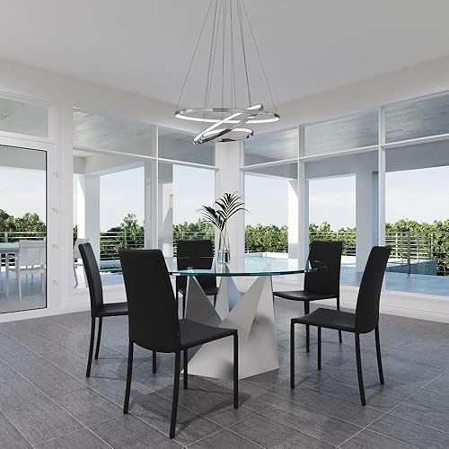 Miniatura 4 de ZURI Silla de comedor moderna Noah - Cuero sintético negro