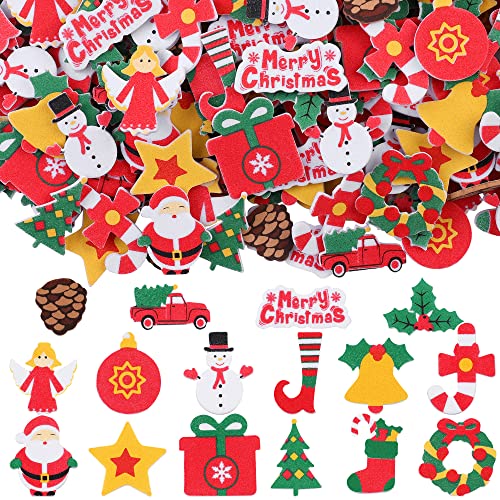 fovths 500 piece christmas foam stickers self adhesive craft stickers with xmas theme shapes for party decoration & diy crafts