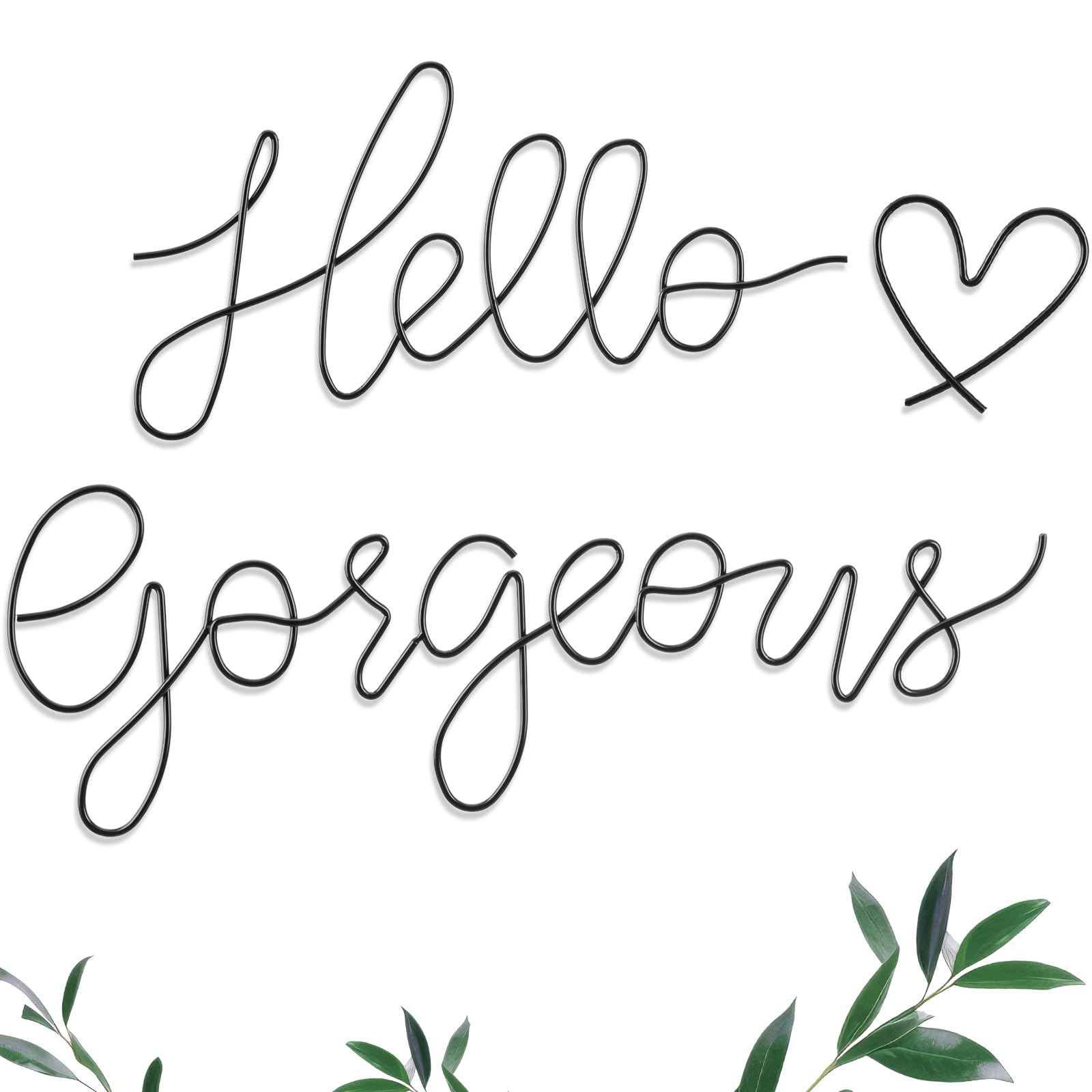 Hicarer Metal Hello Gorgeous Wall Art Minimalist Wall Decor,Black,Fashion
