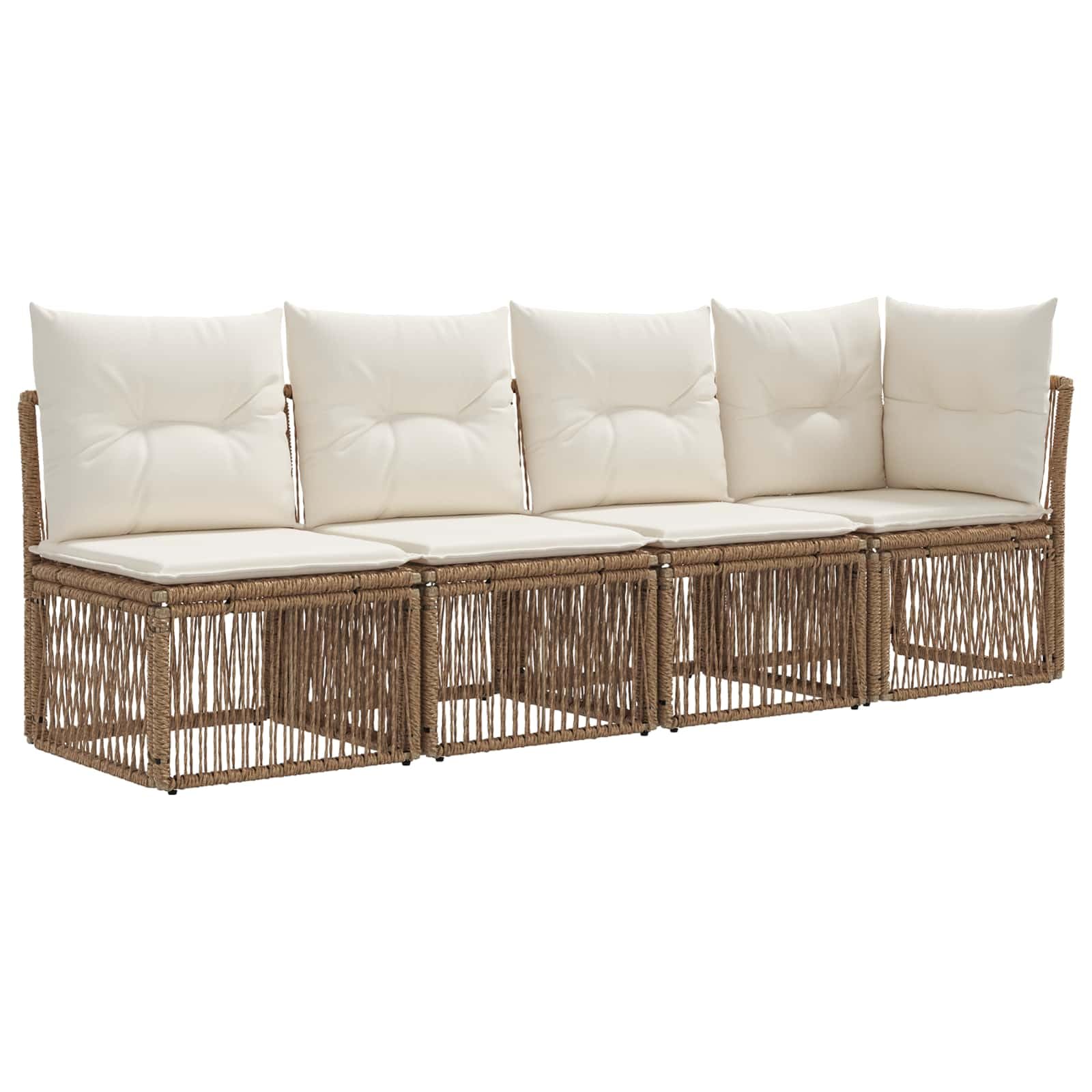 Set di divani da giardino in polyrattan, 10 pezzi, beige | Gruppo lounge modulare in polyrattan per giardino e terrazzo con cuscini lavabili e piedini regolabili.