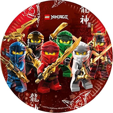 Procos 92239 - Partyteller Lego Ninjago, 8 Stück, Durchmesser 23 cm, Pappteller, Teller, Einweggeschirr, Tischdekoration, Party Cover