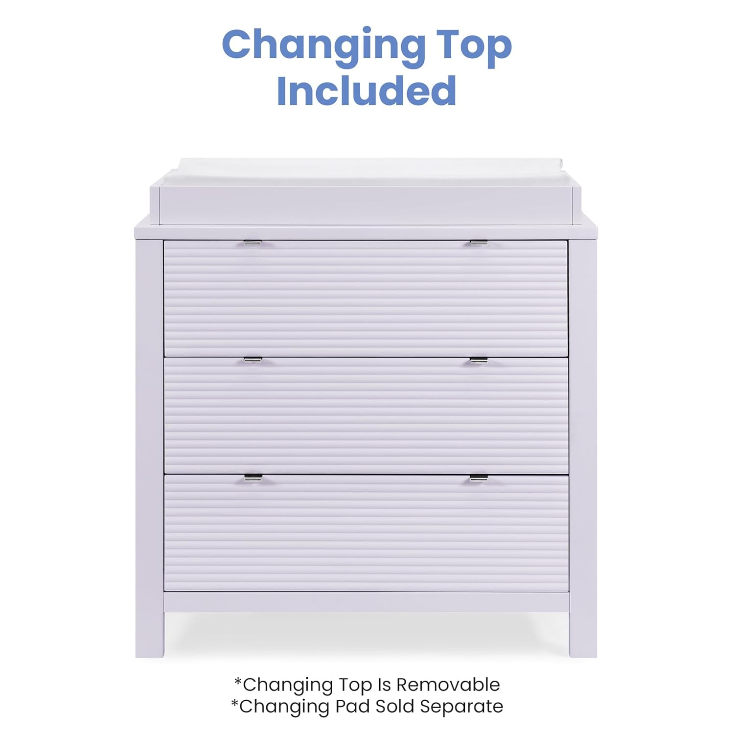 Delta Children Cassie 3 Drawer Dresser with Changing Top and Interlocking Drawers, Lilac