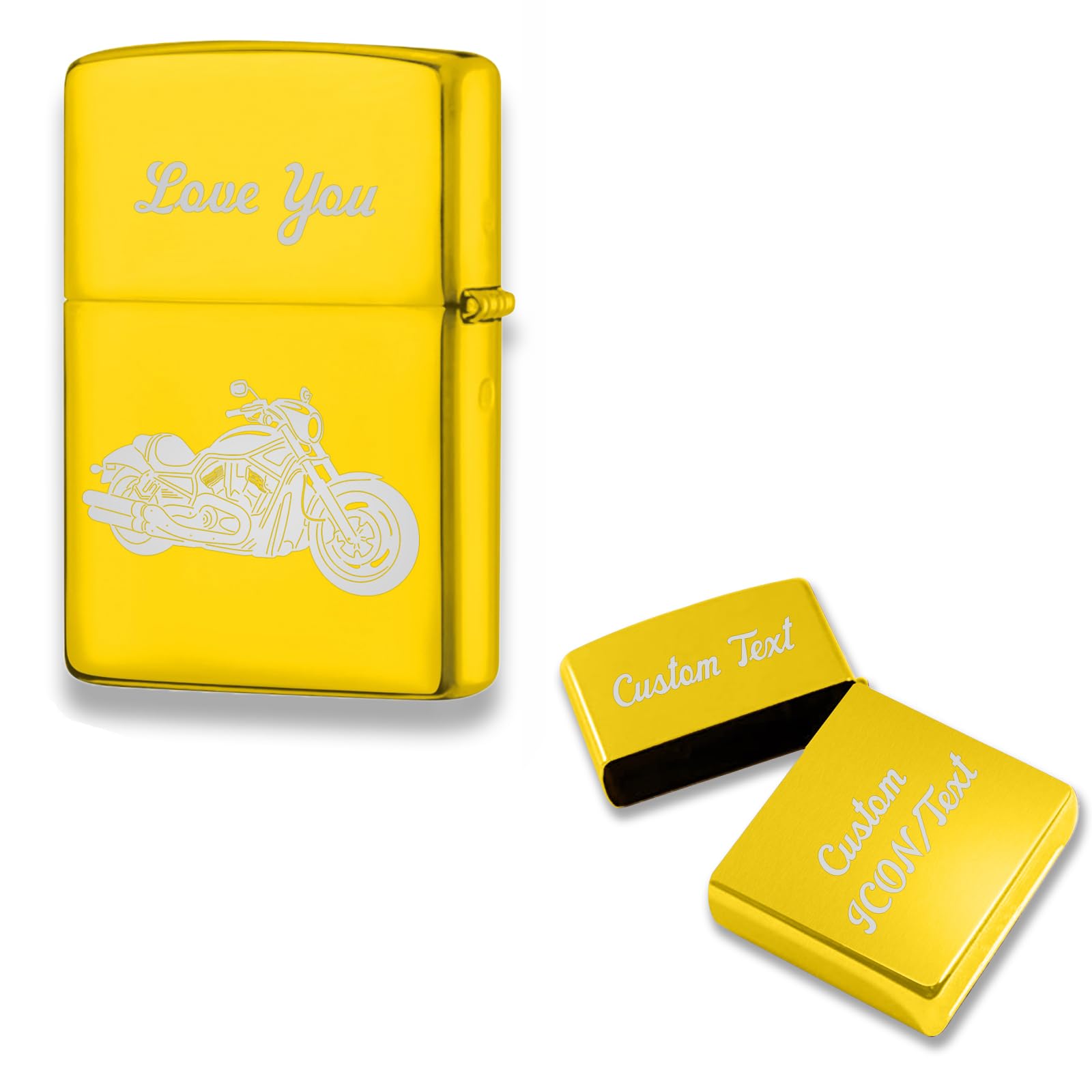 Custom Lighter Case for Zippo Lighter - Personalized Laser Engraved Photo Logo Box Yellow
