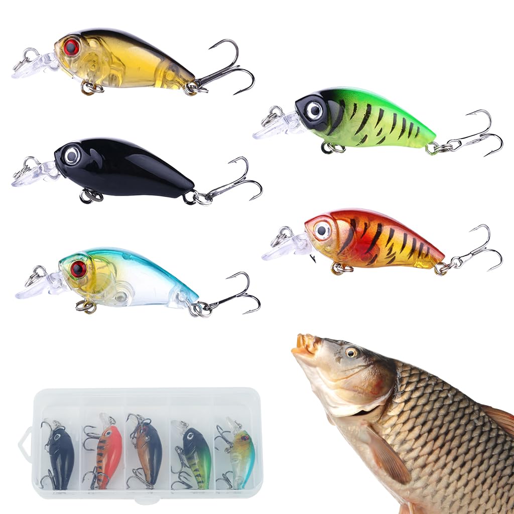 Proberos® 5pcs Fishing Lures Kit, 4.5cm/4g Realistic Crankbaits Set, Multicolor Wobblers with 3D Eyes, Sharp Treble Hooks, Fishing Lures for Bass, Freshwater Game Fish, Lifelike Swim Action-image-31