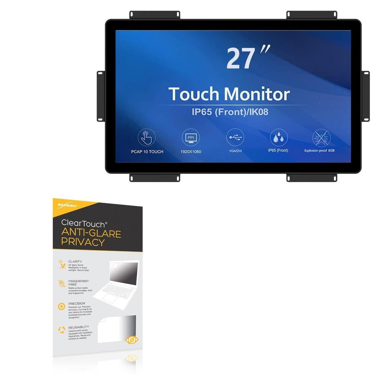 BoxWaveScreen Protector Compatible with GreenTouch Multi PCAP Touch Screen Monitor LCD Display (27 in) - ClearTouch Anti-Glare Privacy (2-Pack), Privacy Screen Protector Flexible Film Anti-Glare