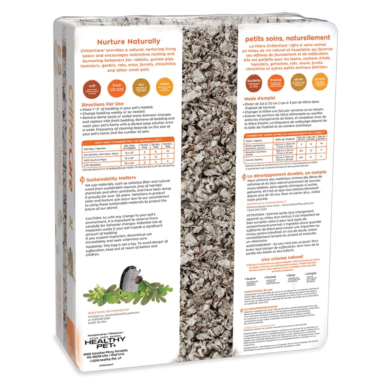CritterCare Natural Paper Small Pet Animal Bedding - Odor Control, Unscented, 99% Dust Free, Super Absorbent, Natural, 60L, Great for Rabbits, Guinea Pigs, Hamsters, Gerbils, Mice, Rats - Image 3