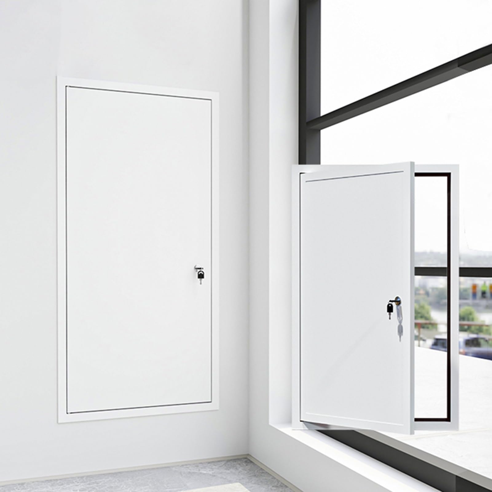 Placa de acceso de aluminio para evitar humedad en registros sanitarios empotrados