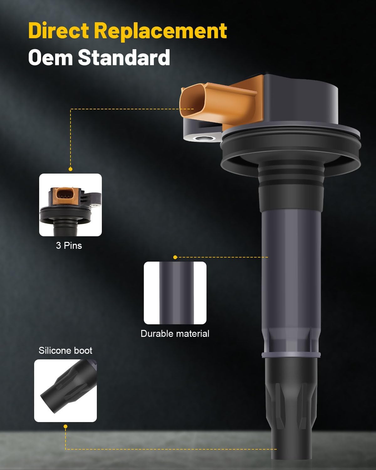 OCPTY Replacement for Dg549 Uf646 Ignition Coil And Spark Plugs 3-Pins Fit 2015-2017 for ford Expedition 3.5L/V6,2013-2017 for ford Explorer 3.5L/V6 (6 Ignition Coils with 6 Iridium Spark Plugs)