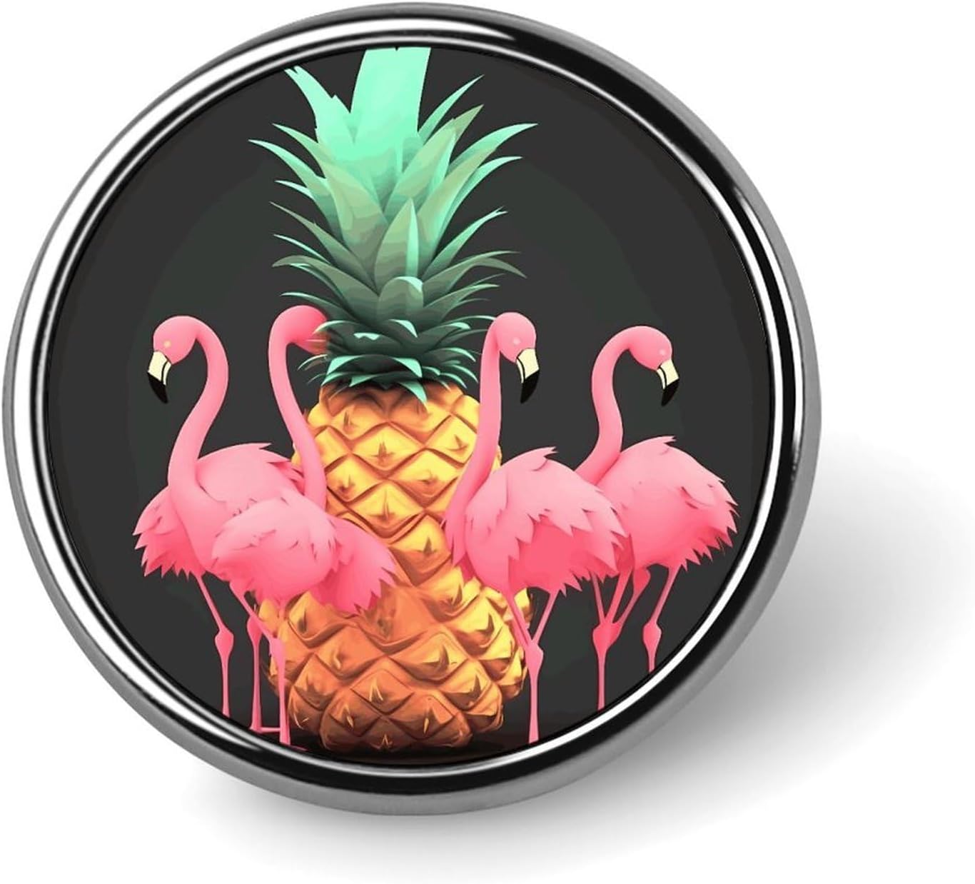 Pineapple Flamingos Round Badge Pin, 1 Inch Durable Non-Fading Lapel Pin, Versatile Metal Button Badges, Lightweight Decorative Brooch for Clothing Accessories Personalized Gifts