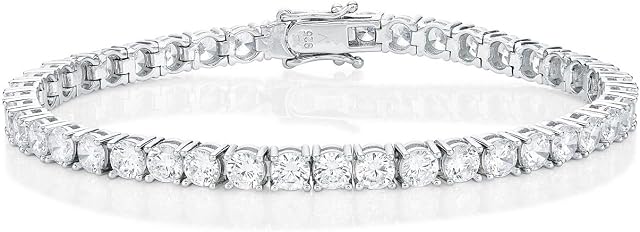 Diamond Treats Womens Tennis Bracelet, solid 925 STERLING SILVER with 4mm AAA Grade Super Sparkling White Cubic Zirconia. This Ladies Eternity Bracelet is the Perfect Jewellery Gift for Women.