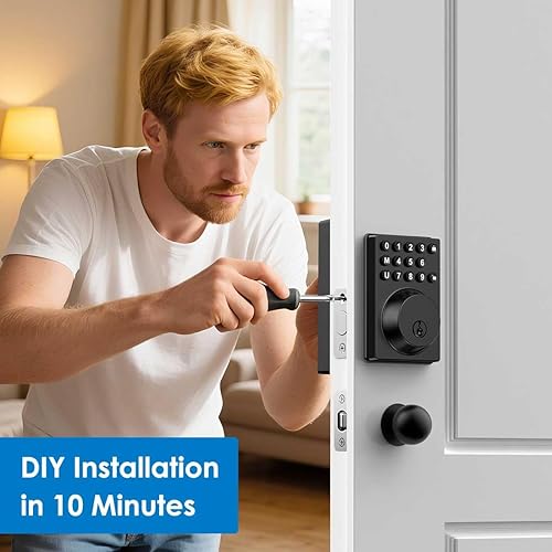 Miniatura 7 de Cerradura de puerta de entrada sin llave, cerrojo mate con el último programa simplificado de un solo toque y bloqueo automático de seguridad