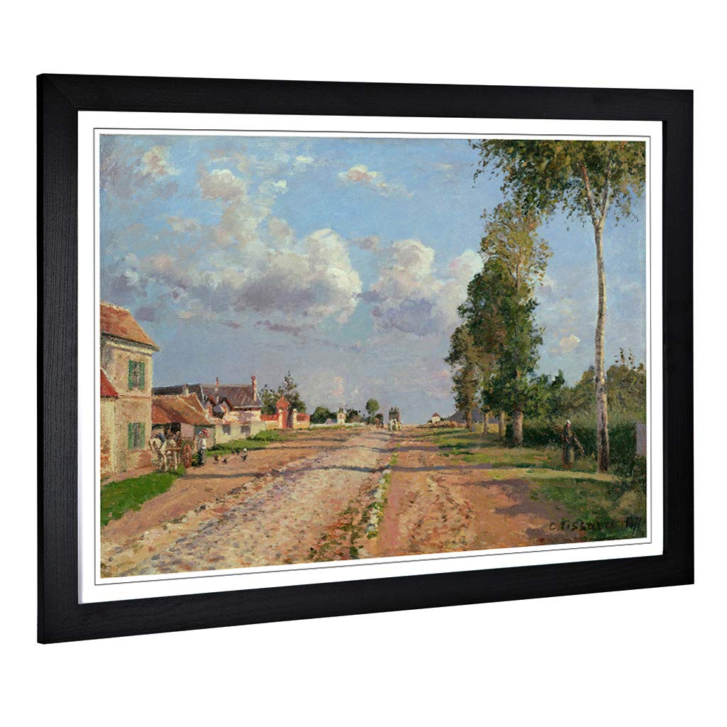 Big Box Art Framed Print of Camille Pissaro Route to Versailles Design | Wall Art Picture | Home Decor for Kitchen, Living Room, Bedroom, Hallway, Black, A2 / 24.5x18 Inch / 62x45cm