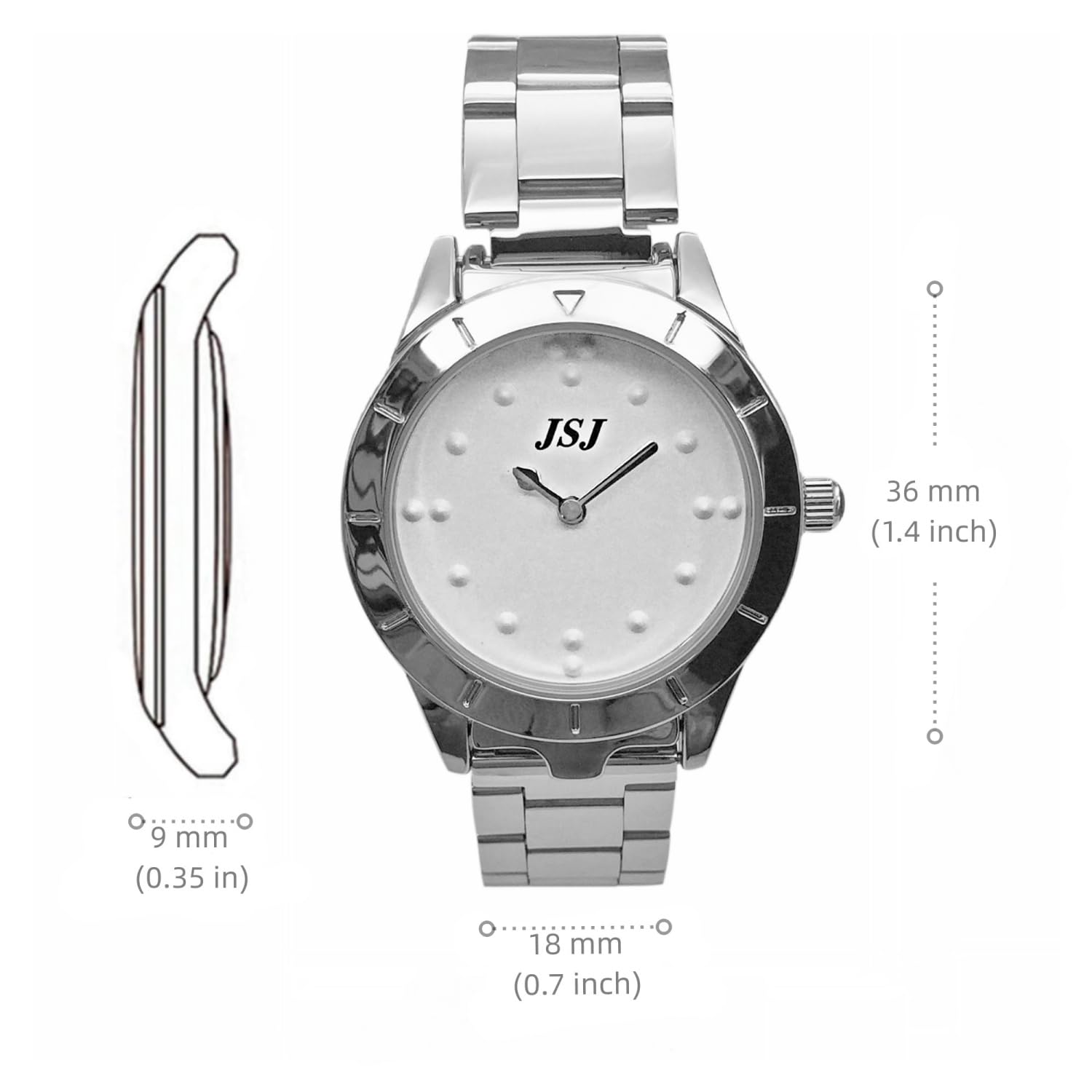 Analoges Quarzwerk Blindenuhr taktile mit Edelstahl Armband für für Sehbehinderte,Blinde oder ältere Menschen