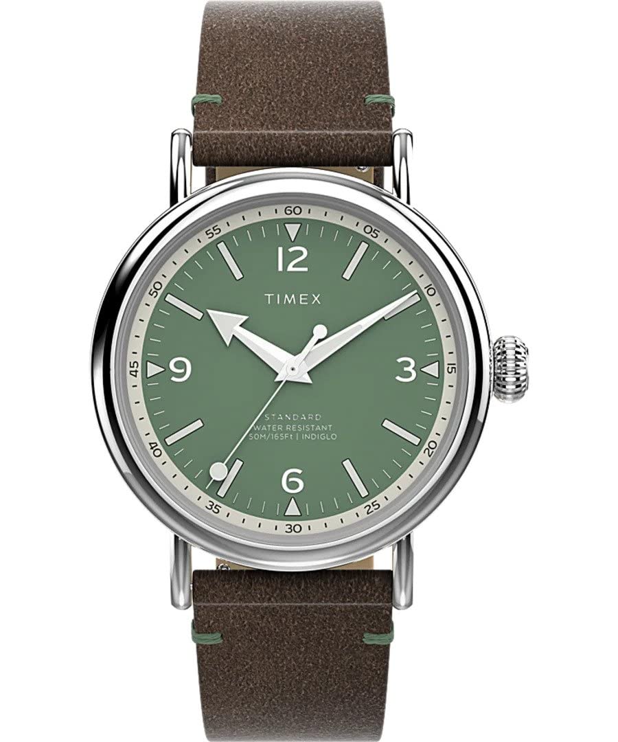 TimexMen's Analogue Quartz Watch with a Leather Strap Standard