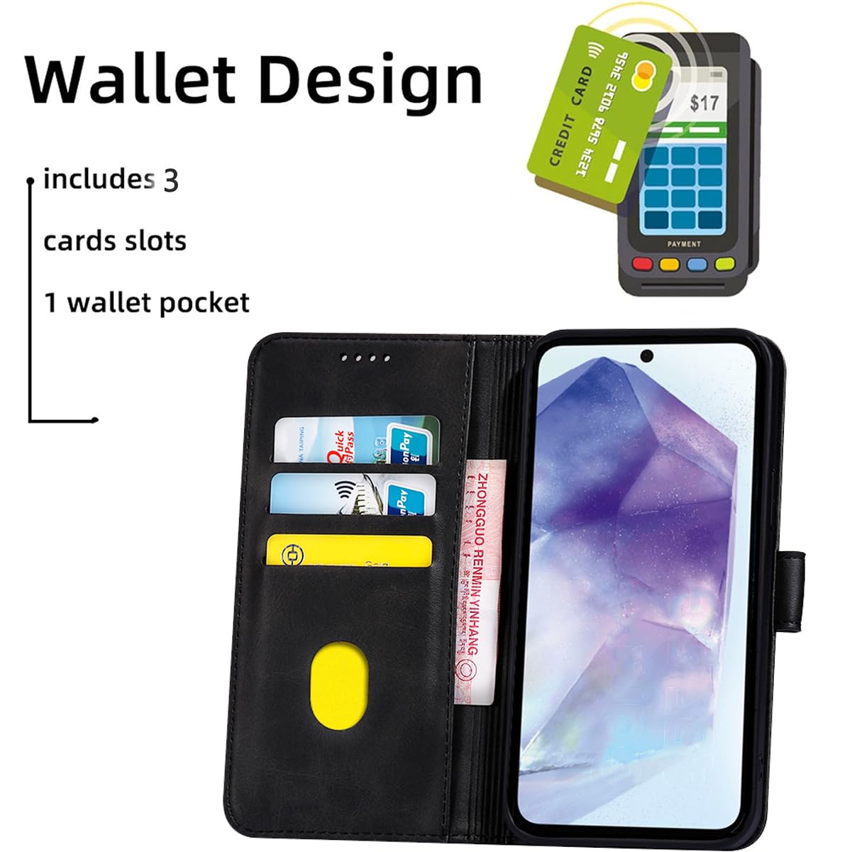 Ganbary Cover Compatibile con Honor X8b, Premium Pelle PU Flip Libro Custodia per Honor X8b [Protezione Completa] [Slot per Scheda] [Funzione di Supporto], Nero
