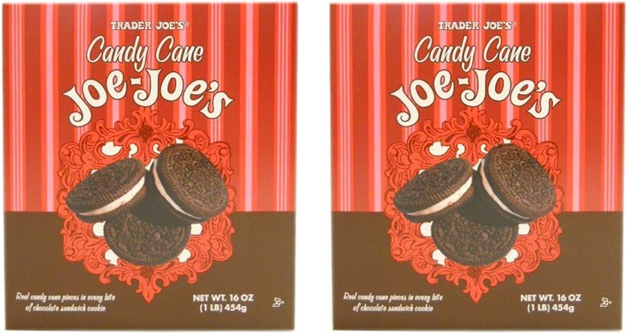 Trader Joes Candy Cane Joe Joes Sandwich Cookies (Pack of 2) Limited Edition for the Holidays