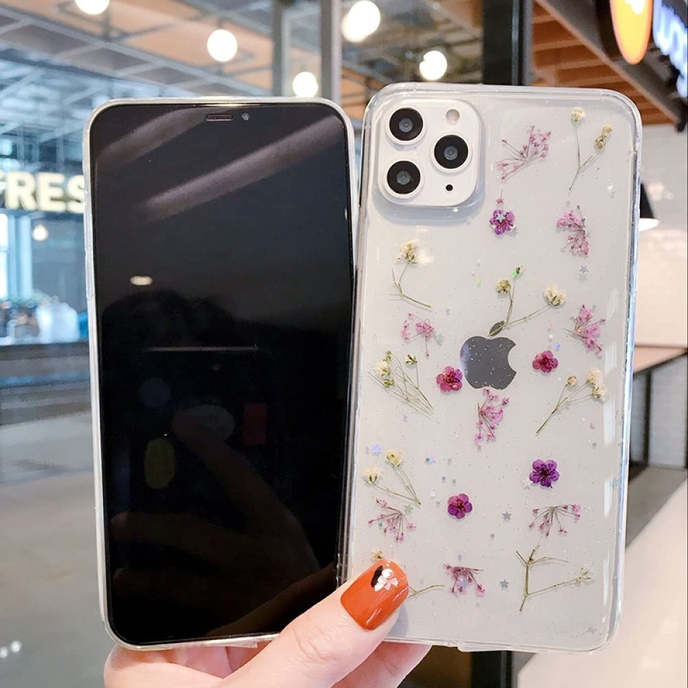 Amazon.co.jp: ドライフラワー透明電話ケース iphone 11 12 13 14 mini