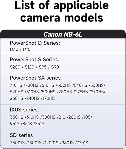 Miniatura 3 de Paquete de 2 baterías de repuesto NB-6LNB-6LH de 1800mAh para Canon Powershot SX500, SX710 HS, SX520 HS, SX530 HS, SX700 HS, SX610 HS, SX510 HS,