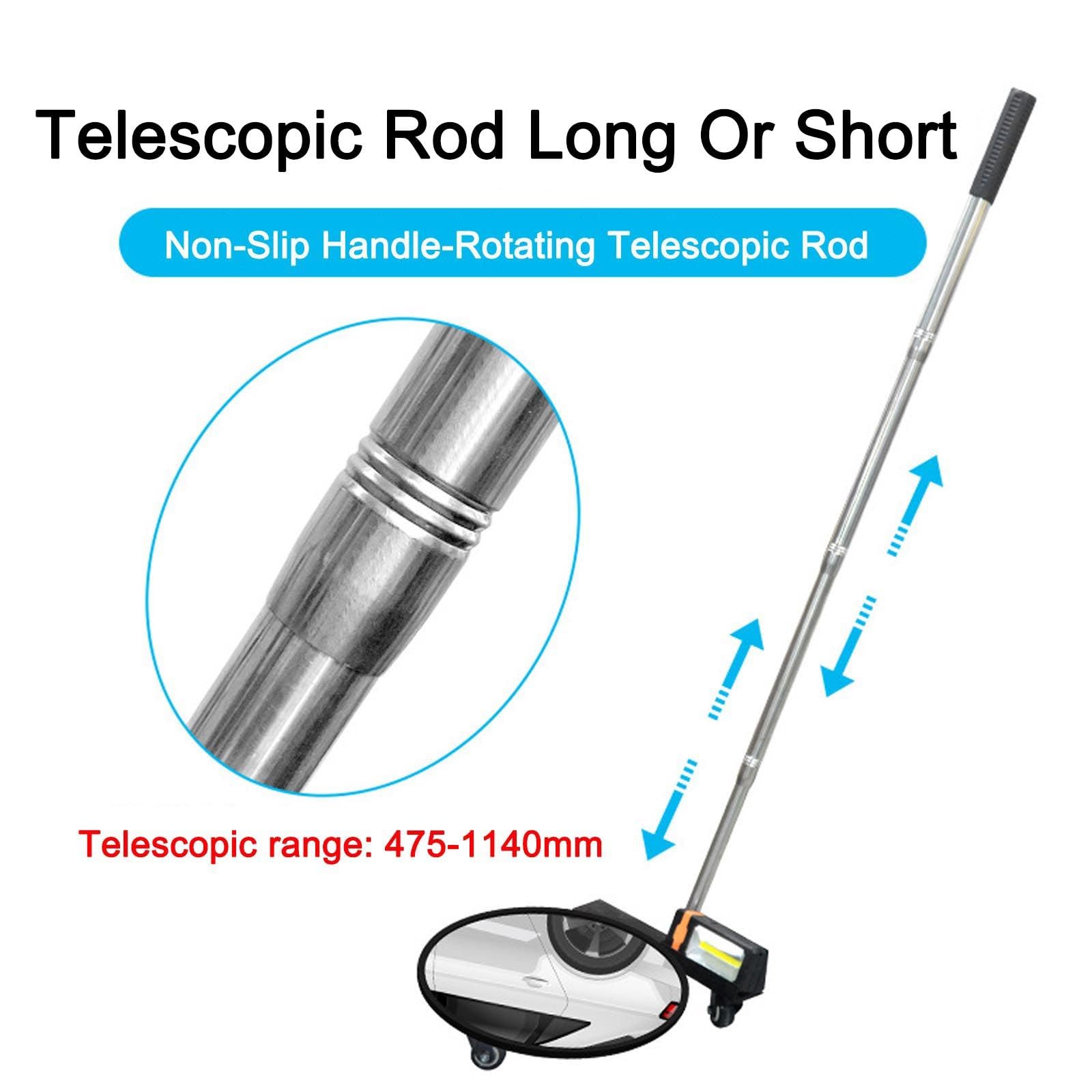 Espejo De Inspección para Vehículos, Espejo De Inspección Telescópico, Espejo De Inspección para Automóviles + Luz Led + Barra Telescópica + Polea + Bolsa De Almace,Straightbar