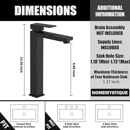 Miniatura 6 de Grifo de lavabo de baño, grifo de baño dorado cepillado y negro mate, grifo de un solo agujero para fregadero, grifo de lavabo de baño moderno