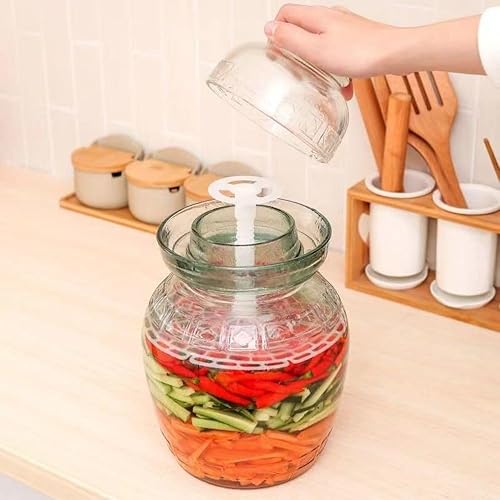 Miniatura 6 de 1 prensa de tarro de pepinillos, dispositivo de presión de tarro de Kimchi, red de presión de tarro de plástico para herramientas de cocina (S)