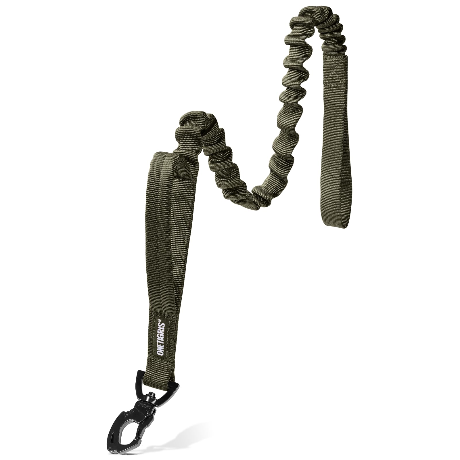 OneTigris Federbelastete Hundeleine 86 cm - 120 cm Führleine Nylon mit Tiger Zahn Metallclip und 2 Weiche Polsterung, Länge - Grün