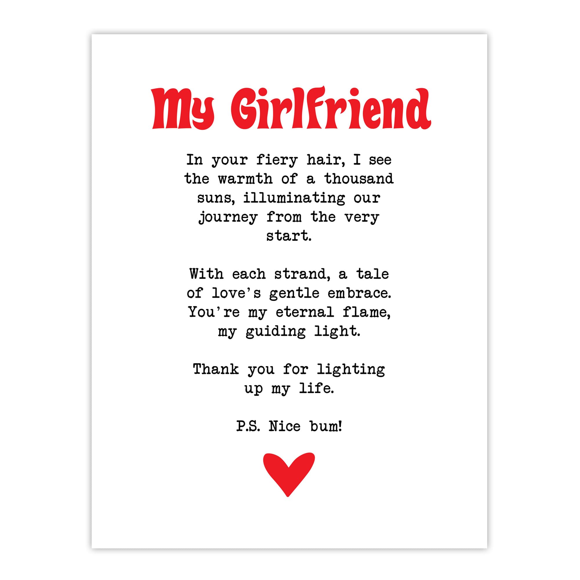Artery8 Love Poem Ginger Girlfriend Romantic Funny Bedroom Large Wall Art Poster Print Thick Paper 18X24 Inch