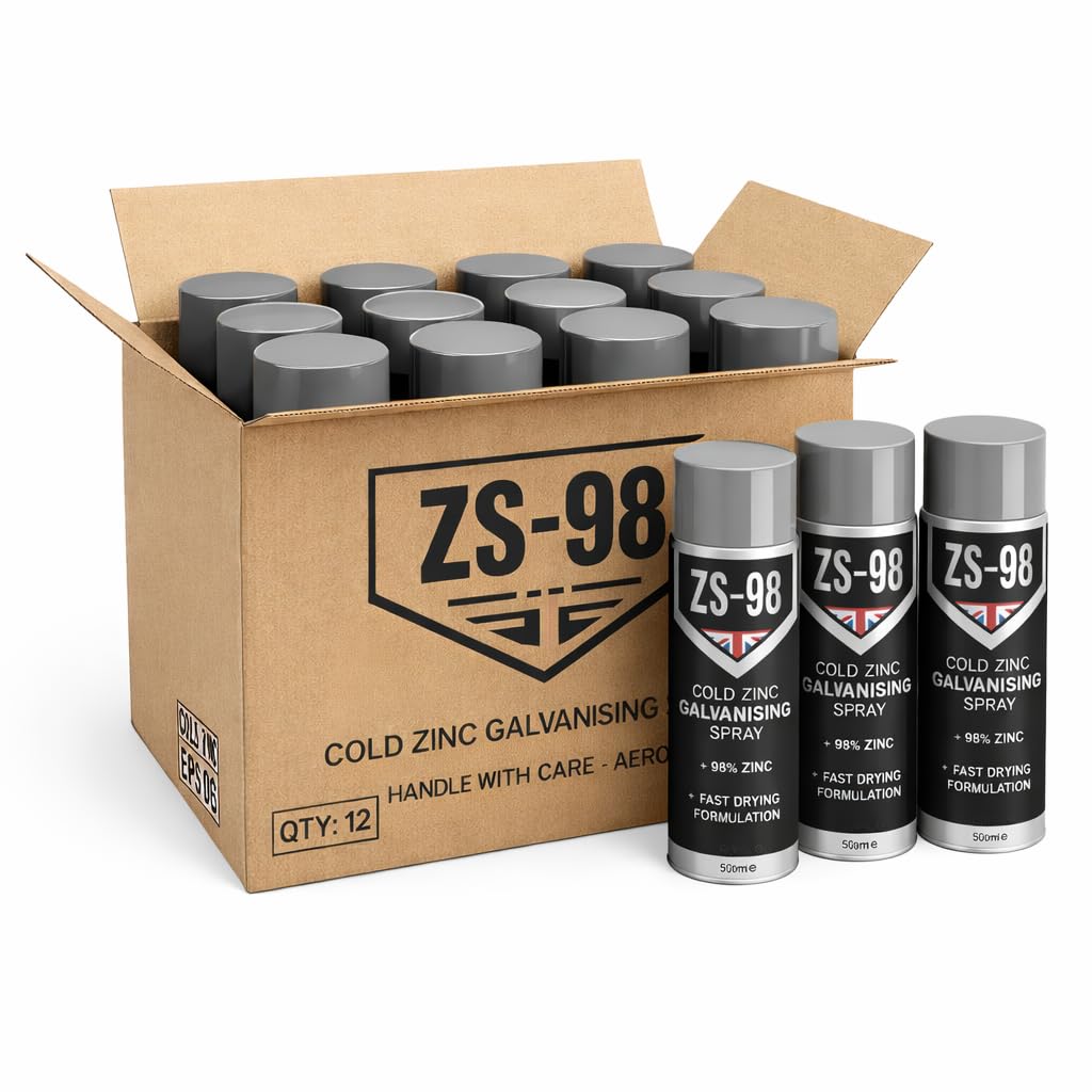 Zs-98 Metallic Silver Cold Zinc Bright Galvanising Aerosol Spray Paint 12X500ml