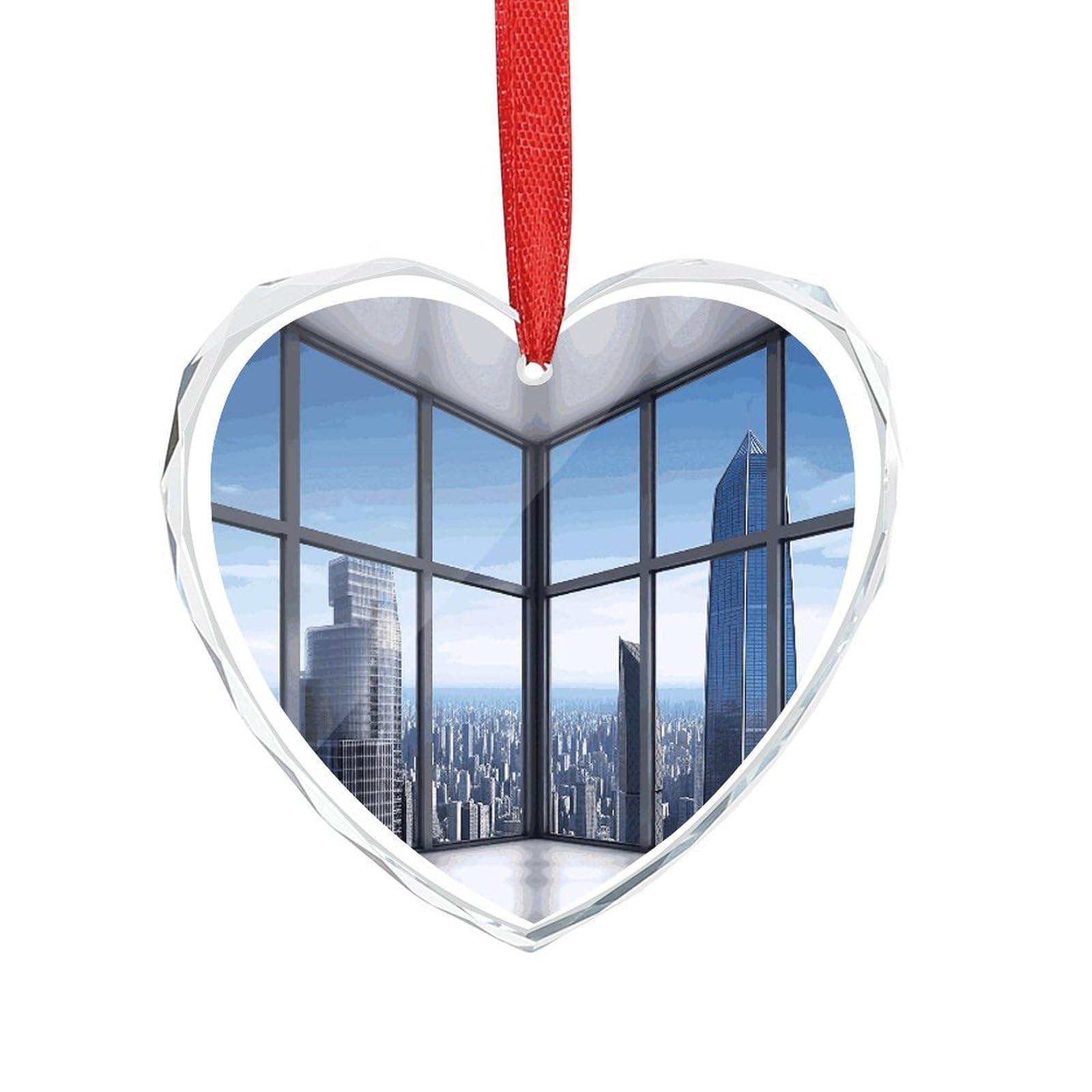 Wsoihfec Style Skyscraper Buildings Engagement Gifts For Couples, Glass Ornaments Just Married Bridal Shower Decor, Heart Keepsake Decor For Bride & Groom