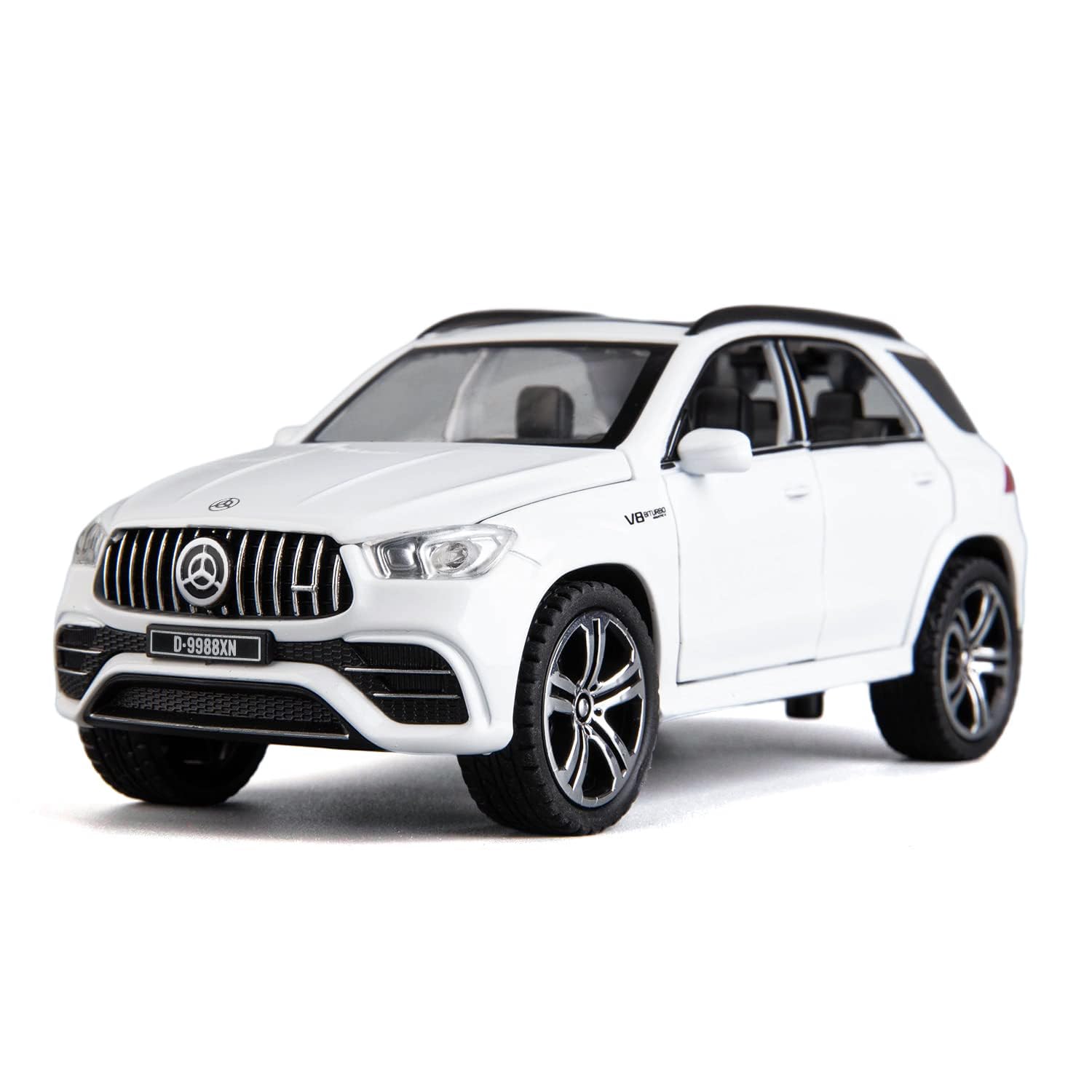 Model Car 1/32 Alloy Diecast Pull Back Car Toy with Light and Sound (White)