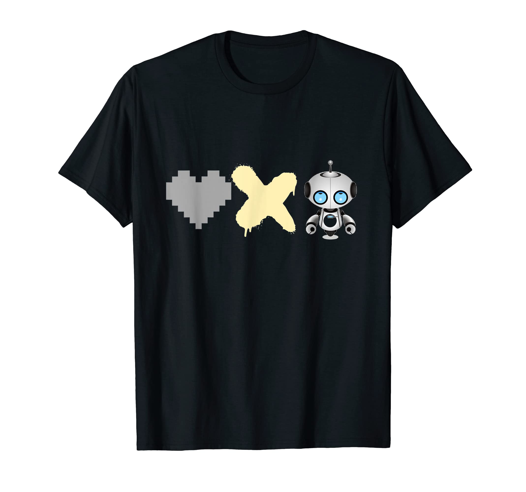 Love Death Robots - Pixel Heart, X and cute RobotLove Death Robots - yellow Pixel Heart, X and cute Robot T-Shirt