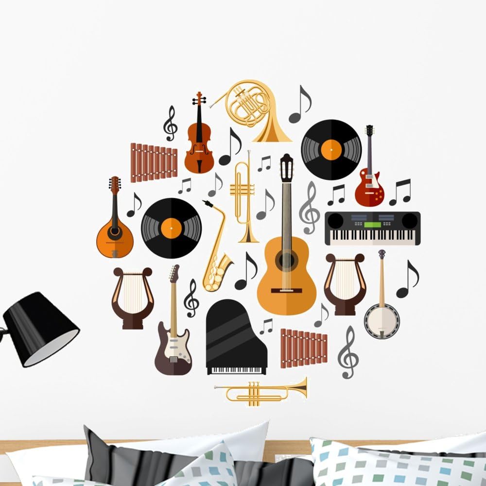 Assorted Musical Instruments Wall Decal Sticker Set Wallmonkeys Peel and Stick Graphic (36 in H x 36 in W) WM364827