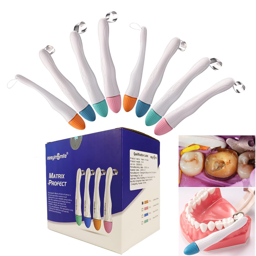 Dental Pro Matrix-Bänder Interproximales Metallmatrizen-System Einstellbarer Matrizenring für Molaren-/Prämolaren Restauration (50PCS 4.5MM Gekrümmt)