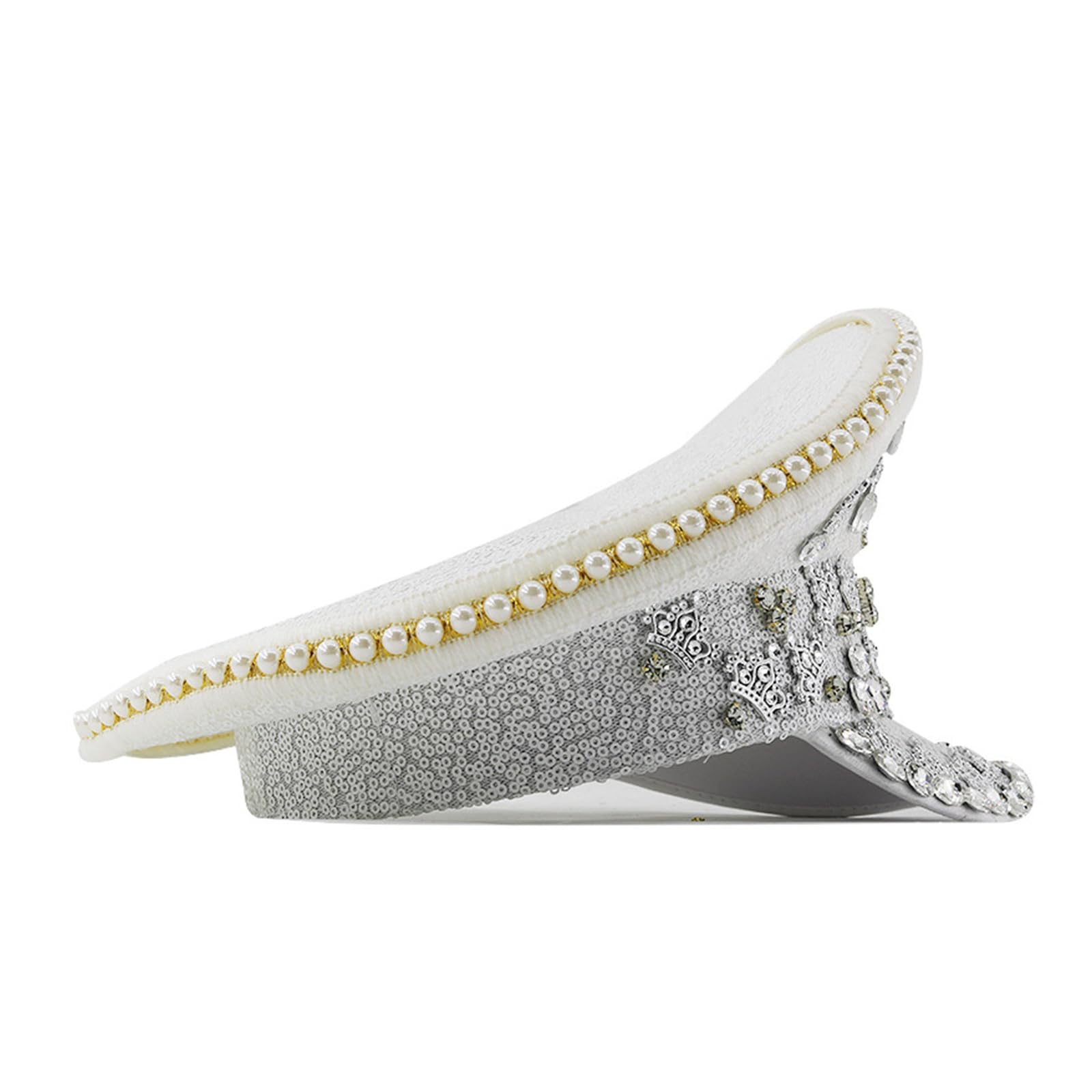 Couronne de capitaine en strass brillants pour festival de musique, bal masqué, fête, chapeau de mariée, chapeau plat pour jeu de rôle, couronnes en strass