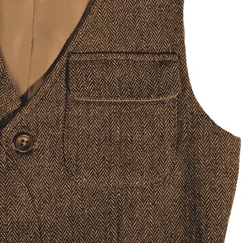 Image of Boys Retro Tweed Vest for Kids Classic Casual Waistcoat