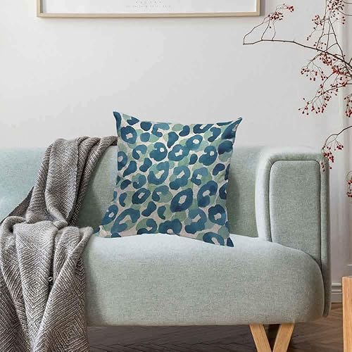 Miniatura 4 de HOSNYE Fundas de cojín con diseño de piel de leopardo y fondo de animales, funda de almohada cuadrada decorativa de acuarela de 18 x 18 pulgadas