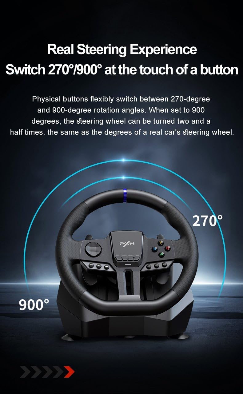 Coverzone Direksiyon Seti – 900° Dönüş, Çift Motorlu Titreşim, 16-Bit Manyetik Encoder, Rgb Işıklı Geri Bildirim, Hall Sensörlü Metal Pedal, Pc Ps4 Xbox Uyumlu Gerçek Sürüş Deneyimi Pxn V900 Gen2