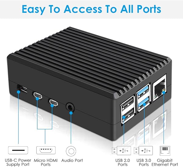 owootecc Aluminium Raspberry Pi 4 Case with Cooling Column, Fanless Metal Heatsink Shell for Raspberry Pi 4 Model B (Black) - 4