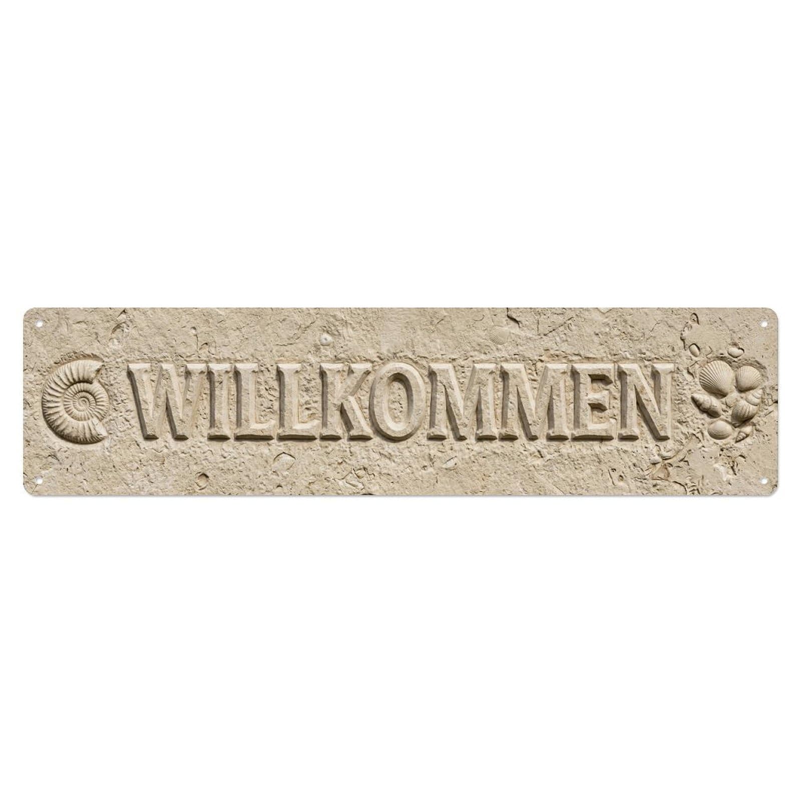 Limestone Natural Stone Texture Welcome Metal Tin Sign