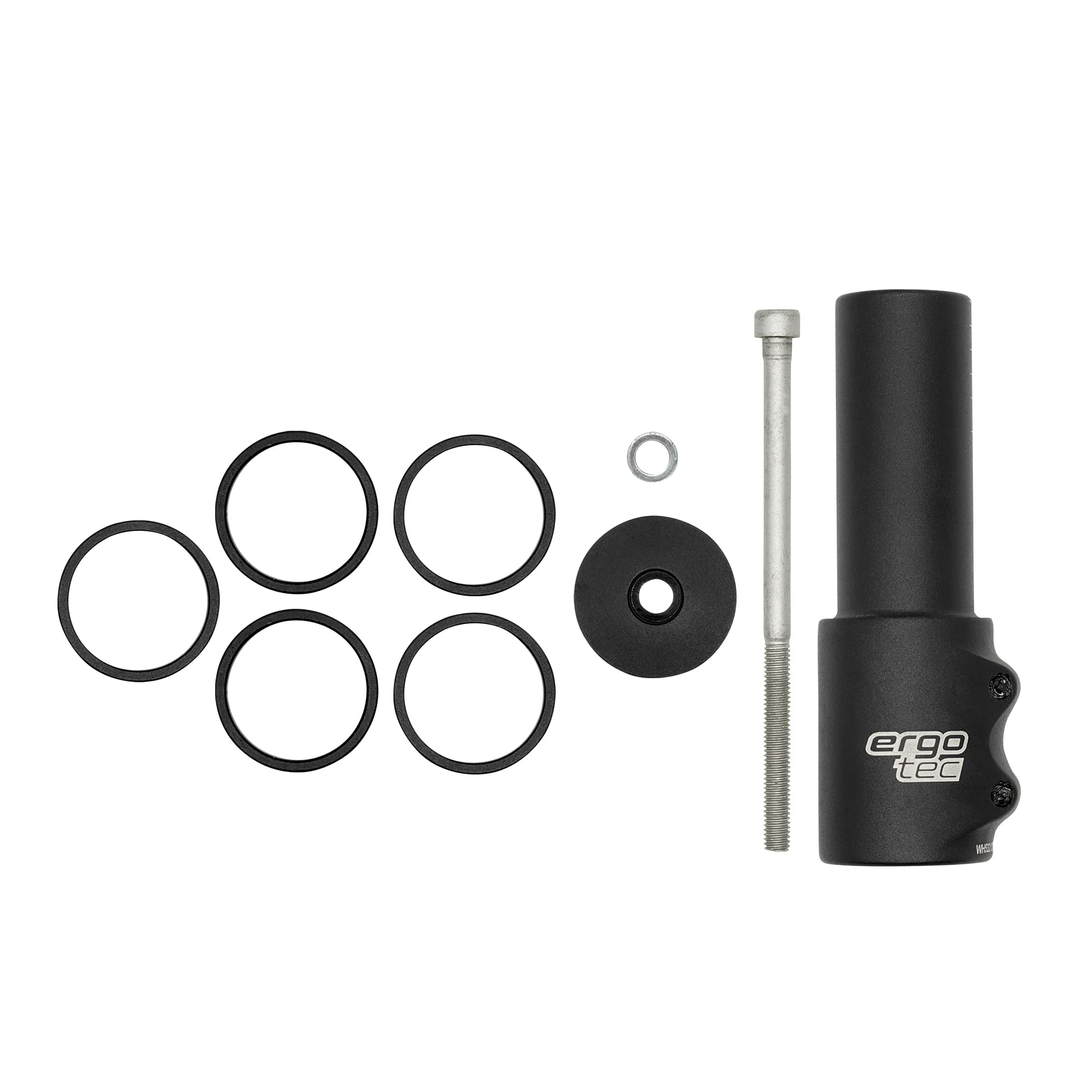 P4B | Ahead - Adapter für 1 1/8 Ahead-Vorbauten in Schwarz/Matt | Safety-Level 4 | Inkl. 5 Spacer | Ergotec Ahead 3 Vorbau-Adapter für Fahrrad und E-Bike