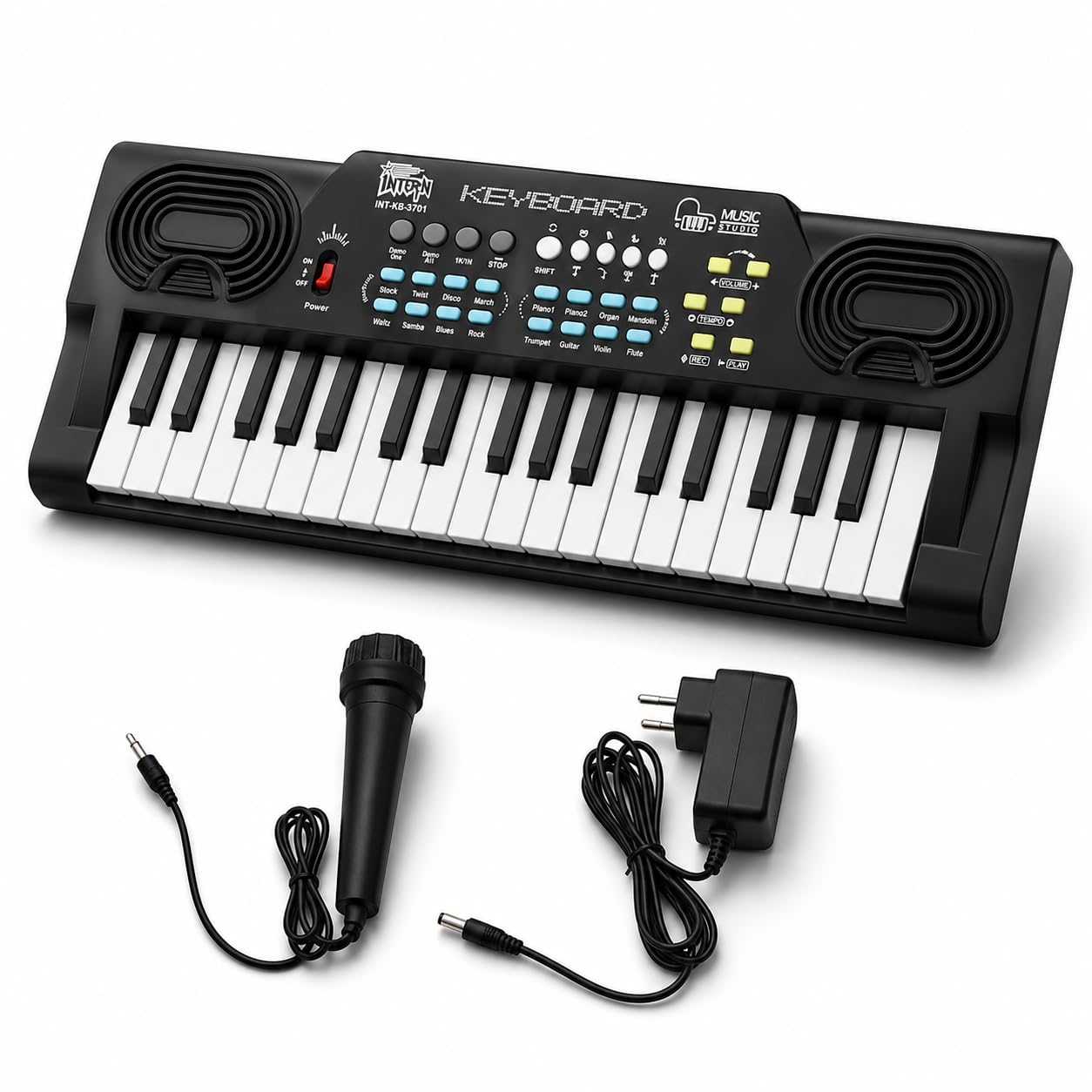 INTERN Digital Electronic Piano Keyboard | LED Display, Mic & Adapter | Music Keyboard for Kids & Beginners with 8 Rhythms, 8 Tones, 22 Demo Songs & 4 Percussions Sounds. (3701-KB)-image-27