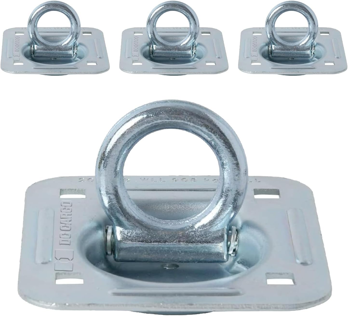 4 Pack | D-Ring Tie-Down Anchors (Large Square), Recessed Pan Fitting D-Rings Heavy Duty Steel Cargo Tie-Downs,Truck/Trailer/Flatbed/Pickup Anchor, Note: Hardware NOT Included.