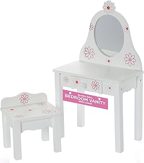 Emily Rose 18-inch Doll Furniture | Bedroom Vanity with Chair - Floral Collection | Compatible with American Girl Dolls