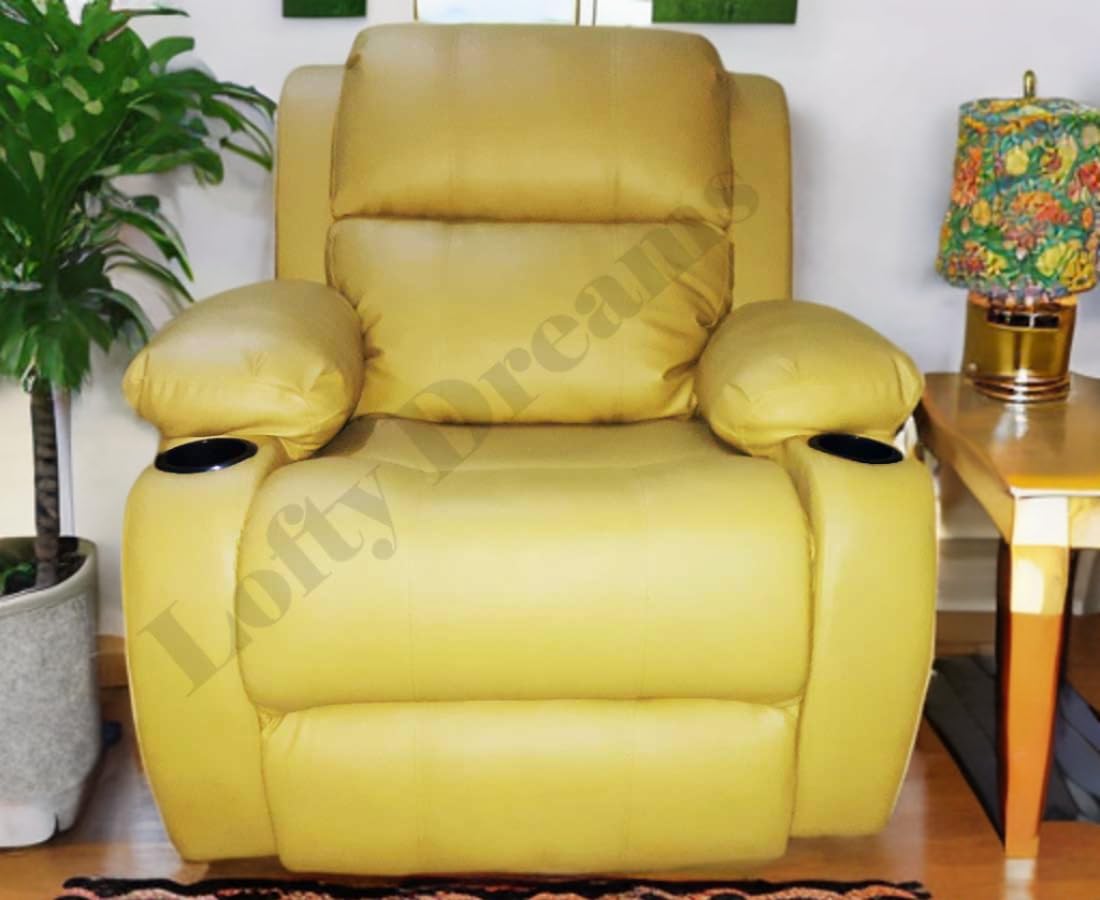 Lofty Dreams Recliner Sofa Electric Single seat Chair in Leatherette with 5 Years Warranty Power Reclining Couch Modern & Stylish Living Room Automatic recliners Comfy Lumbar Support for Sleep