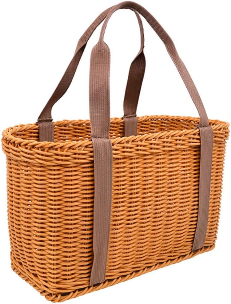 Hemoton African Market Basket Woven Storage Basket Rattan Picnic Basket Wicker Straw Basket with Handle Shopping Grocery Bag Container for Home Outdoor
