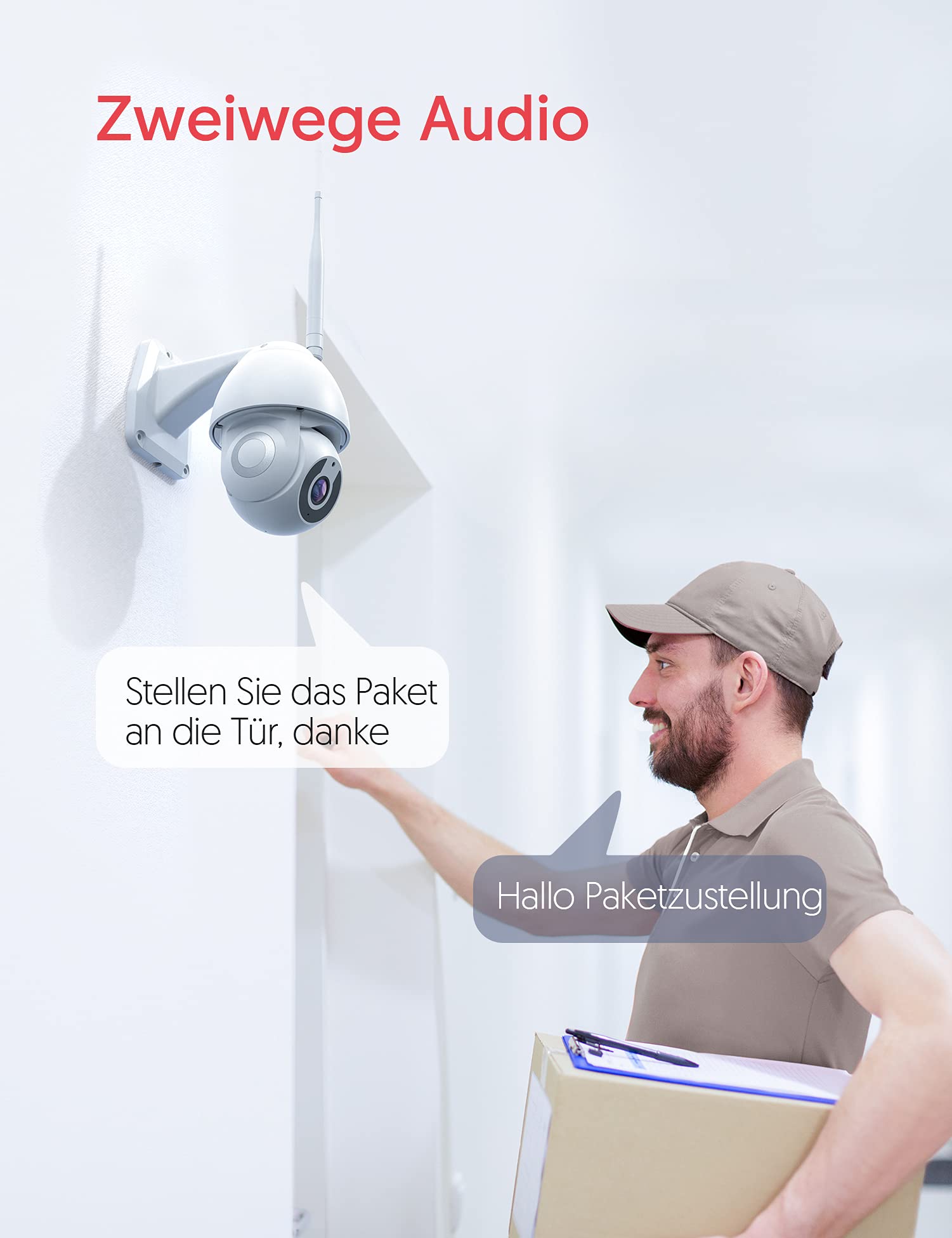 Caméra de surveillance WiFi - Caméra IP extérieure - Caméra de surveillance WiFi avec vision nocturne 1080p - IP66 - Étanche - PTZ à 360°
