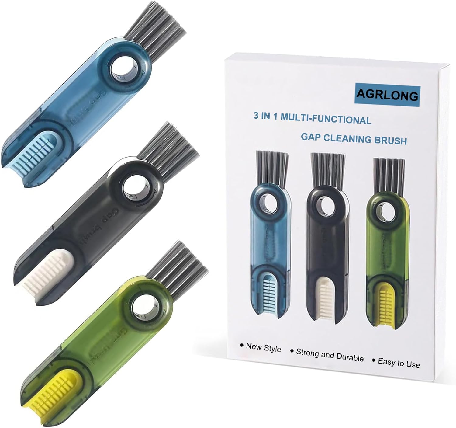 3-Piece Blue Multifunctional Silicone Cup Cleaning Brush Set