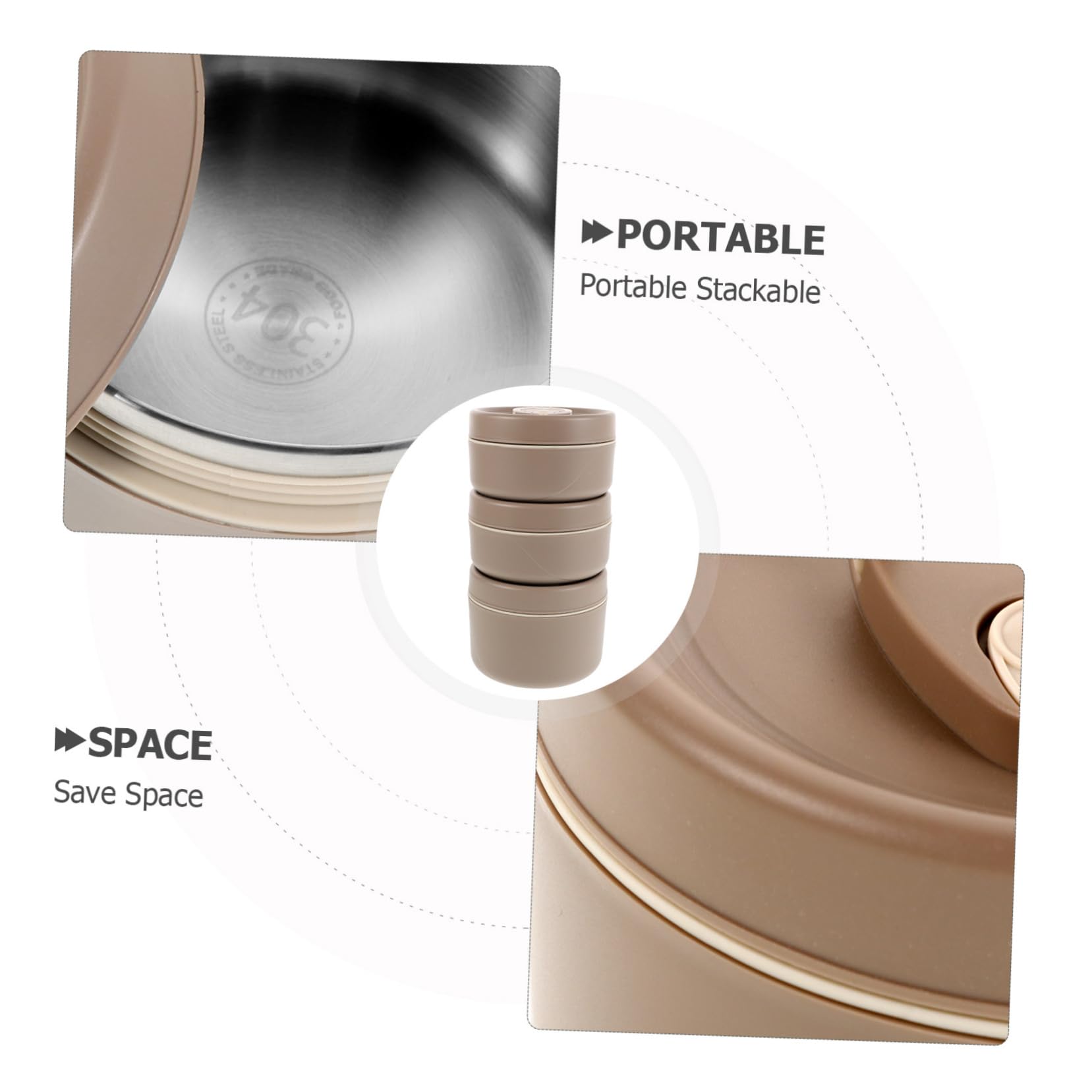 Alipis Boîte à Déjeuner Empilable En Acier Inoxydable Avec Thermique Isolé Ensemble De 3 Contenants à Lunch Portables Pour Adultes Idéal Pour Le Travail Et 'école